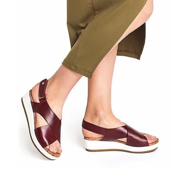 Pikolinos Women’s Mykonos Wedge Sandals Brandy Leather Size 37/ US 6.5-7 - Picture 9 of 10